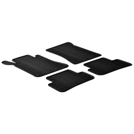 Set tapis de caoutchouc sur mesure pour Mercedes Classe-C W203 2001-2007 (T profil 4-pièces + clips de montage)