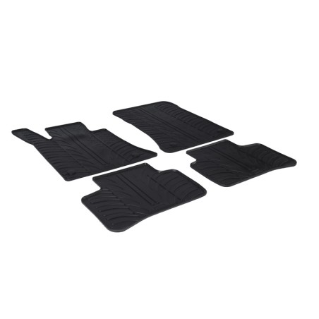 Set tapis de caoutchouc sur mesure pour Mercedes GLK X204 2008- (T profil 4-pièces + clips de montage)