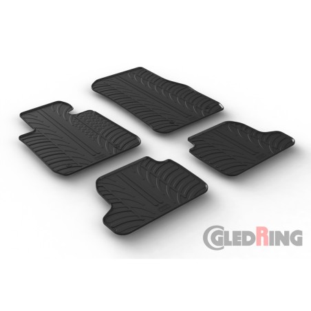 Set tapis de caoutchouc sur mesure pour BMW Série 2 F22 Coupé 2013- (T profil 4-pièces + clips de montage)