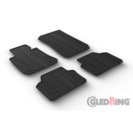 Set tapis de caoutchouc sur mesure pour BMW Série 3 E90/E91 2005-2012 (T profil 4-pièces + clips de montage)