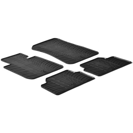 Set tapis de caoutchouc sur mesure pour BMW Série 1 E81/E87 3/5 portes 2004-2011 (T profil 4-pièces + clips de montage)