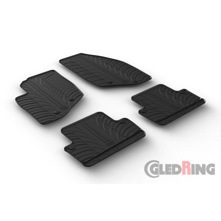 Set tapis de caoutchouc sur mesure pour Volvo V70/XC70 2000-2007 & S60 2000-2009 (T profil 4-pièces + clips de montage)