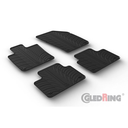 Set tapis de caoutchouc sur mesure pour Volvo S60 & V60 II 2018- (T profil 4-pièces + clips de montage)