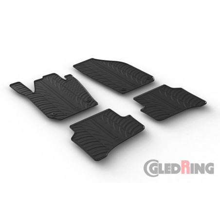 Set tapis de caoutchouc sur mesure pour Skoda Fabia 2014-2021 (T profil 4-pièces + clips de montage)