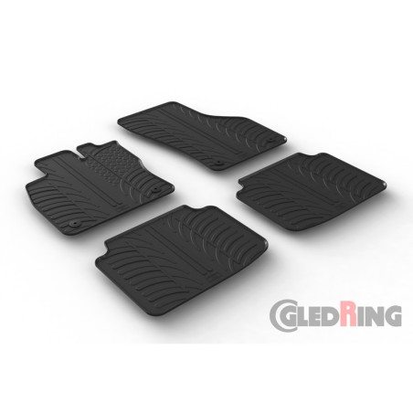 Set tapis de caoutchouc sur mesure pour Skoda SuperB 4/2015- (T profil 4-pièces + clips de montage)