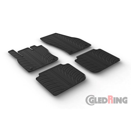 Set tapis de caoutchouc sur mesure pour Skoda Kodiaq 3/2017- (T profil 4-pièces + clips de montage)