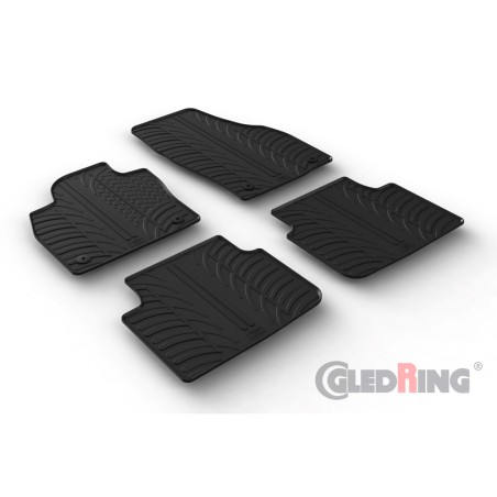 Set tapis de caoutchouc sur mesure pour Skoda Scala HB 5-portes 2019- (T profil 4-pièces + clips de montage)