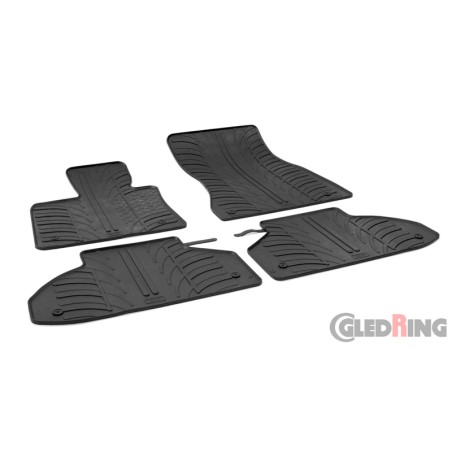 Set tapis de caoutchouc sur mesure pour BMW X6 (F16) 2014-2019 (T profil 4-pièces + clips de montage)