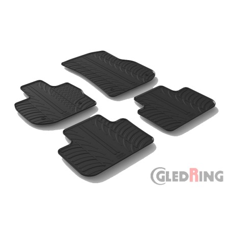 Set tapis de caoutchouc sur mesure pour BMW X3 (G01) 11/2017- & iX3 (G08) 2020- (T profil 4-pièces + clips de montage)