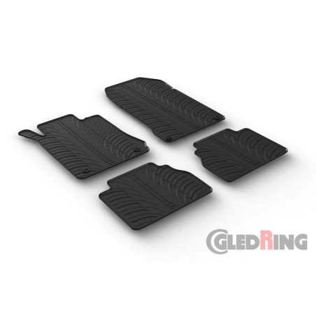 Set tapis de caoutchouc sur mesure pour Mercedes Classe-E W210 1995-2003 (T profil 4-pièces + clips de montage)