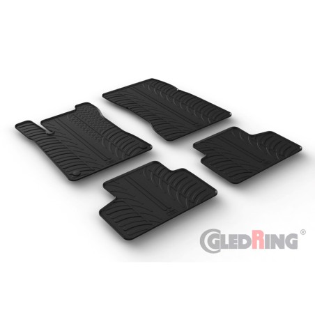 Set tapis de caoutchouc sur mesure pour Mercedes GLB (X247) 11/2019- (T profil 4-pièces + clips de montage