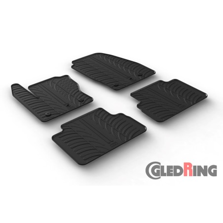 Set tapis de caoutchouc sur mesure pour Ford C-Max 2015- (T profil 4-pièces + clips de montage)