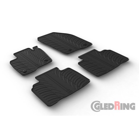 Set tapis de caoutchouc sur mesure pour Ford Edge 2016- (T profil 4-pièces + clips de montage)