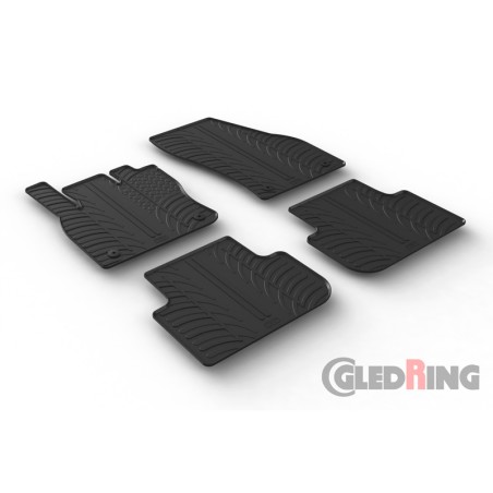 Set tapis de caoutchouc sur mesure pour Volkswagen Tiguan 4/2016- (T profil 4-pièces + clips de montage)