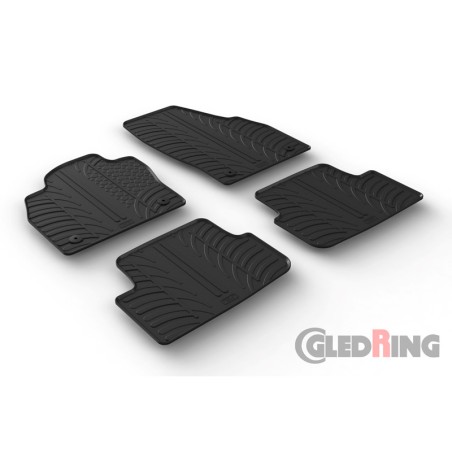 Set tapis de caoutchouc sur mesure pour Volkswagen Polo VI 2017- (T profil 4-pièces + clips de montage