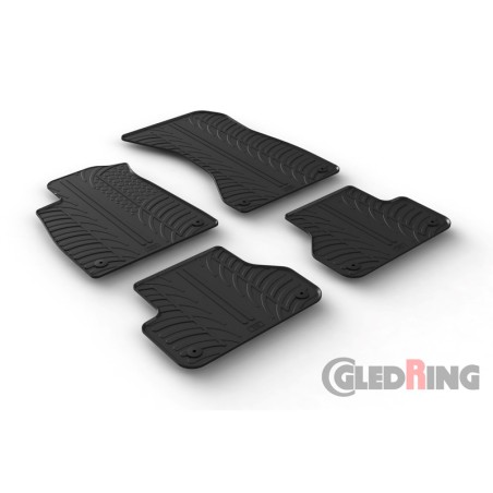 Set tapis de caoutchouc sur mesure pour Audi A5 Sportback 12/2016- (T profil 4-pièces + clips de montage)