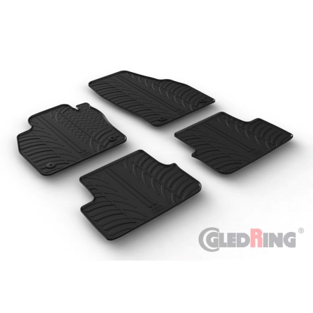 Set tapis de caoutchouc sur mesure pour Audi A1 (GB) 12/2018- (T profil 4-pièces + clips de montage)