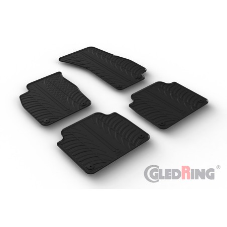 Set tapis de caoutchouc sur mesure pour Audi A8 (4N) 2018- (T profil 4-pièces + clips de montage)