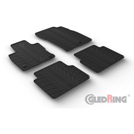 Set tapis de caoutchouc sur mesure pour Ford Kuga III 2019- (T profil 4-pièces + clips de montage)