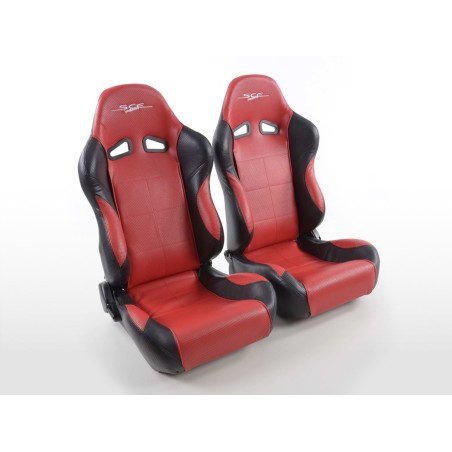 Sièges sport FK Sièges auto demi-coque Set SCE-Sportive 2 simili cuir rouge / noir