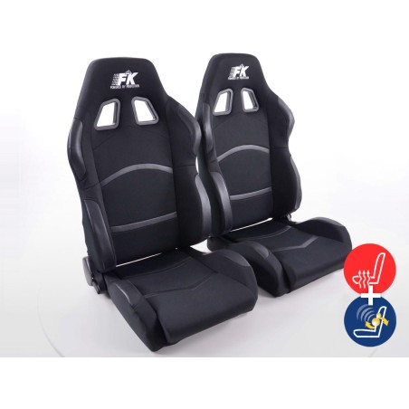 Sièges sport FK Sièges demi-coque auto Set tissu Cyberstar noir avec siège chauffant et massage