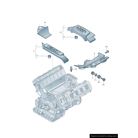 Couvercle de garniture latérale gauche coté conducteur moteur à essence 4,2 L noir - Pièces d'origine Audi 8E0103927E01C.