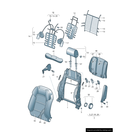 Bouton de réglage du dossier du siège avant de la porte - Pièces d'origine Audi 8P0881671A4PK.