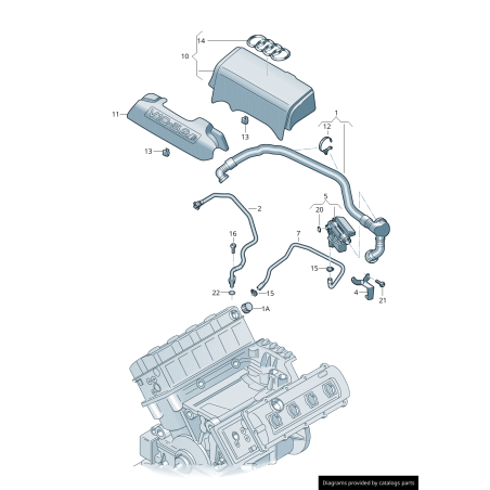 Emblème de bague de couverture de moteur - Pièces d'origine Audi 4H0103940