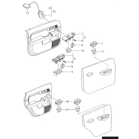 Interrupteurs de vitre électrique avant droite - Pièces d'origine Audi 8Z0959851G5PR