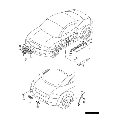 Insigne d'emblème TT 3.2 Chrome - Pièces d'origine Audi 8P0853743D2ZZ