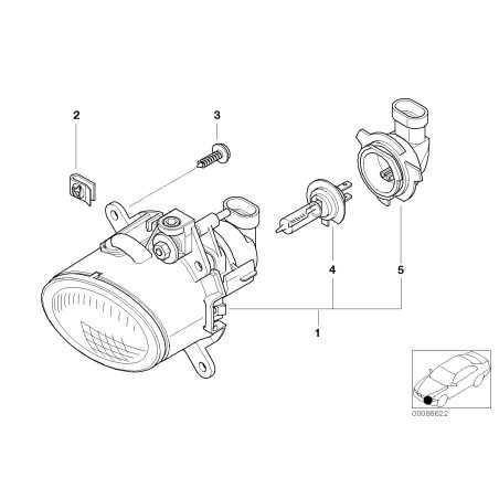 (1998-2005) Support d'ampoule de phare basse H7 - Pièce d'origine BMW 63128380206