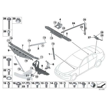 (2009-2017) Support de phare gauche N/S - Pièce d'origine BMW 51647200777