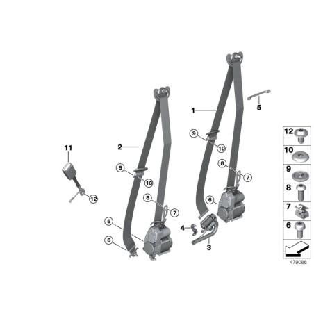 Fixation d'ancrage de prétensionneur gauche - Pièce d'origine BMW 72117321291