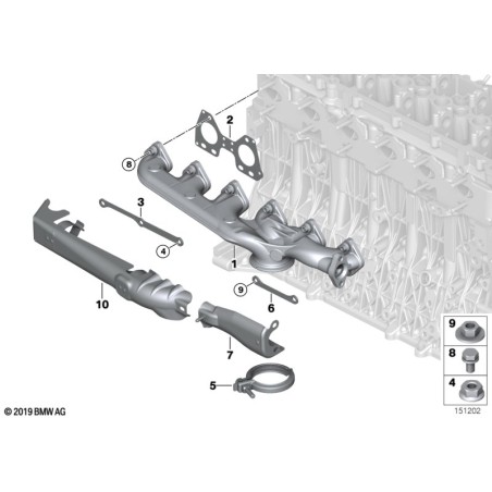 Joints de collecteur d'échappement du moteur diesel 2pcs - Pièce d'origine BMW  11627798177