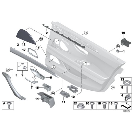 Poignée de tirage de porte côté passager droite LHD Dakota Oyster White - Pièce d'origine BMW 51417225858