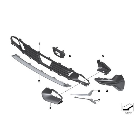 Moulure de pare-chocs avant chromée inférieure - Ensemble de deux pièces d'origine BMW 51117471524/51117471523.