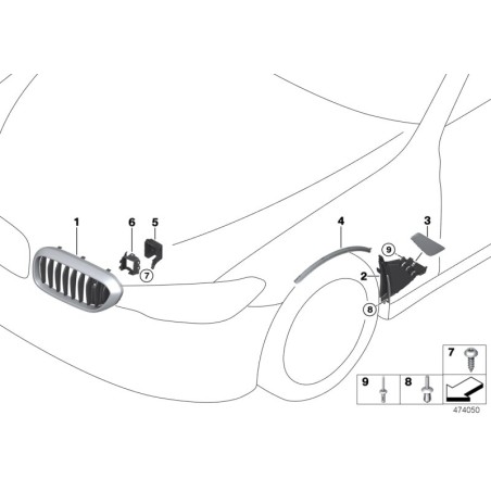 Grille de rein côté gauche avant - Pièce d'origine BMW 51137412421