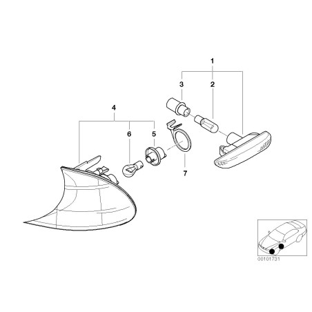 Douille d'ampoule de clignotant avant E46 Série 3 - Pièce d'origine BMW 63138380211