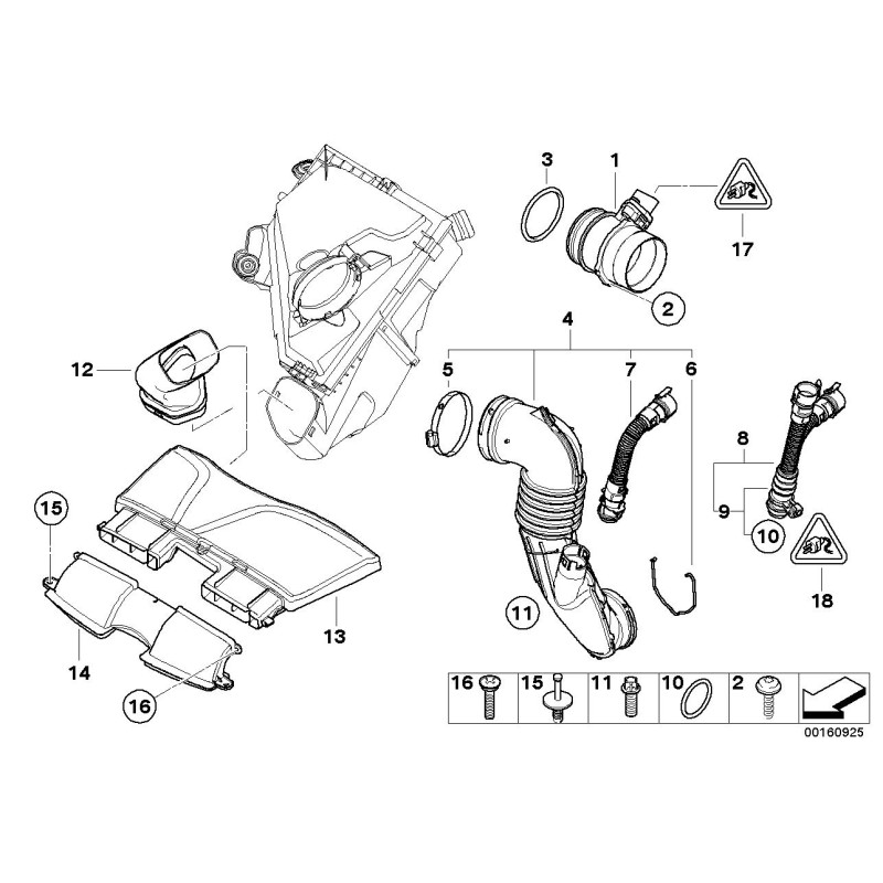 Tuyau d'admission d'air - Pièce d'origine BMW 11618506079