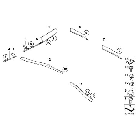 Garniture de console centrale gauche en aluminium - Pièce d'origine BMW 51166969541