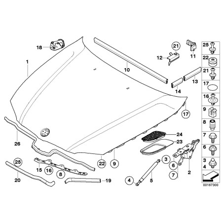 Joint de capot avant gauche - Pièce d'origine BMW 51767159607