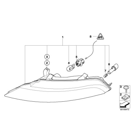 Clignotant avant gauche - Indicateur de signalisation USA - Pièce d'origine BMW 63137165807