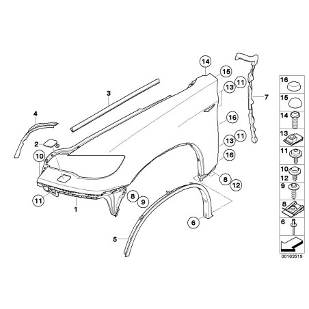 Cache de buse de lave-glace de phare gauche - Pièce d'origine BMW 51657052427