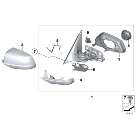 Capuchon de couverture de rétroviseur gauche - Pièce d'origine BMW 51167187431