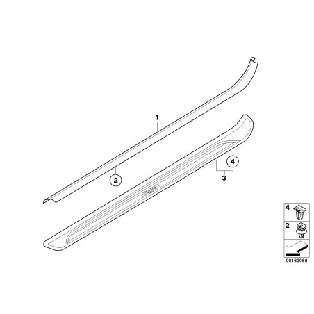 Pièce d'origine BMW 51477174559 - Bande de seuil d'entrée noire pour porte gauche N/S.