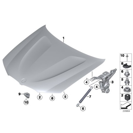 Charnière de capot moteur gauche N/S - Pièce d'origine BMW 41617262875