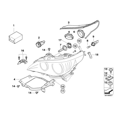 Support de montage de lampe de phare avant gauche - Pièce d'origine BMW 63126936089