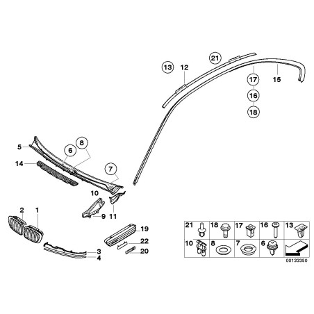 Aile gauche N/S, garde-boue, grille, badge CSL - Pièce d'origine BMW 51137895913.