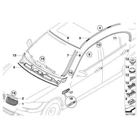 Moulure de toit gauche en noir mat - Pièce d'origine BMW 51137062137