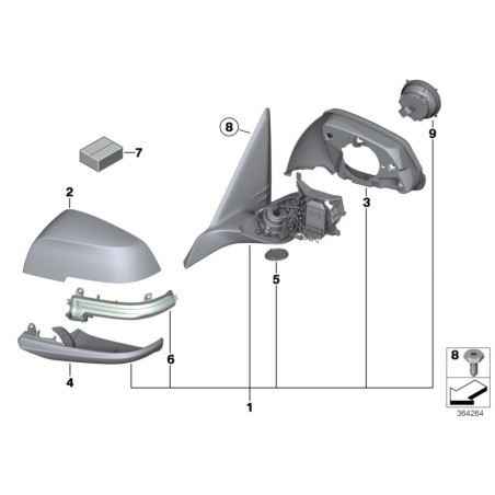 Indicateur de clignotant du rétroviseur gauche - Pièce d'origine BMW 63137280771